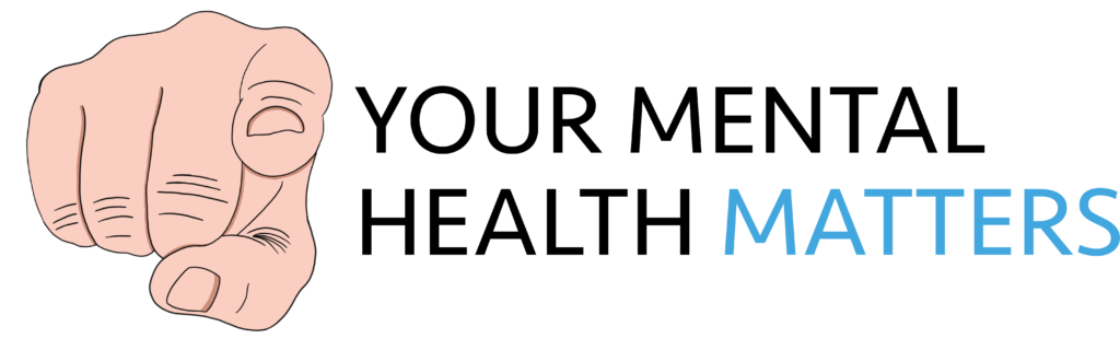 Finger pointing, with the text "Your Mental Health Matters"