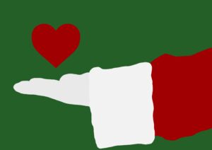 festive kindness santa hand with heart