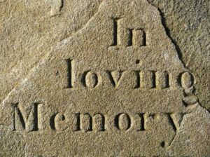 Coping with bereavement. In loving memory stone